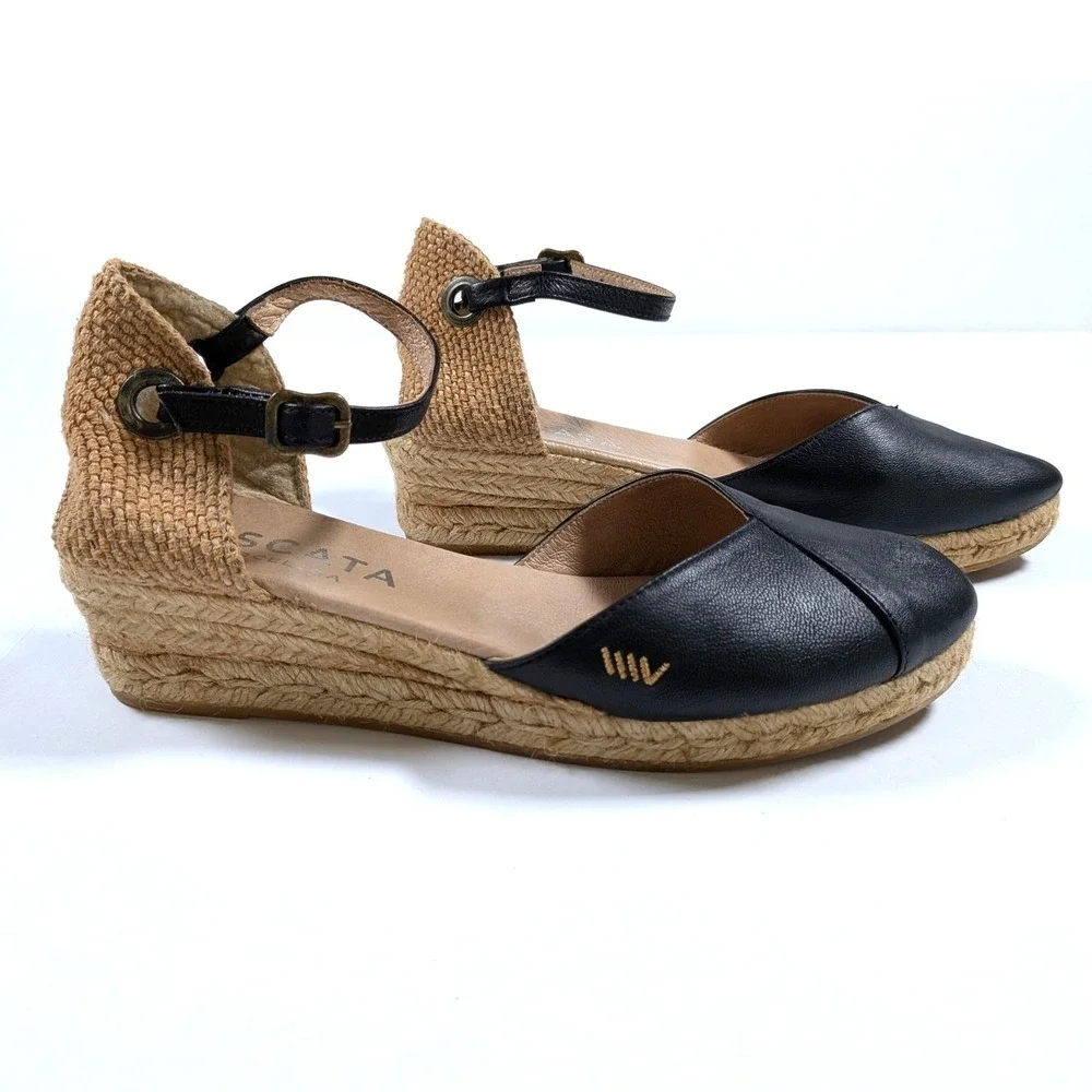 Viscata Barcelona Pubol Leather Espadrille Wedge Boho Vacation Sz EU 40 US 9